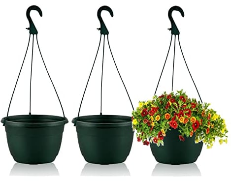 Olly & Rose Blumentöpfe zum Aufhängen, 20 cm, frostsicher, Kunststoff, zum Aufhängen, für den Innen- und Außenbereich, 3 Stück