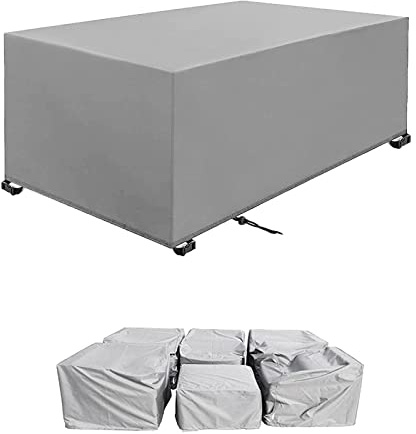 Gartenmöbel Abdeckung 180x100x75cm Silber grau Rechteckig Gartenmöbel Schwerlast 420D Oxford Schutzhülle Schnallen und Spannkordel für alle Jahreszeiten Wasserdicht nti-UV Schutzhülle