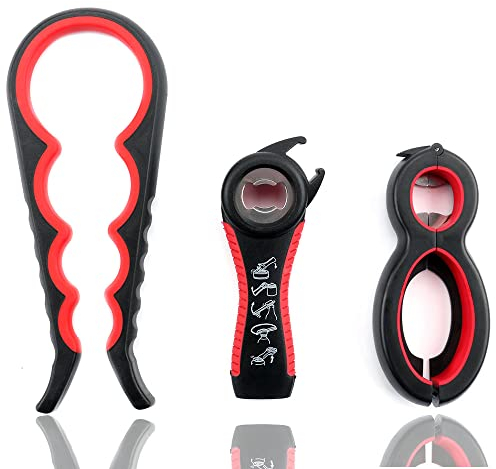Confezione da 3 apribottiglie, multifunzione da 10,2 e 12,7 e 6 in 1 apribottiglie (rosso e nero)