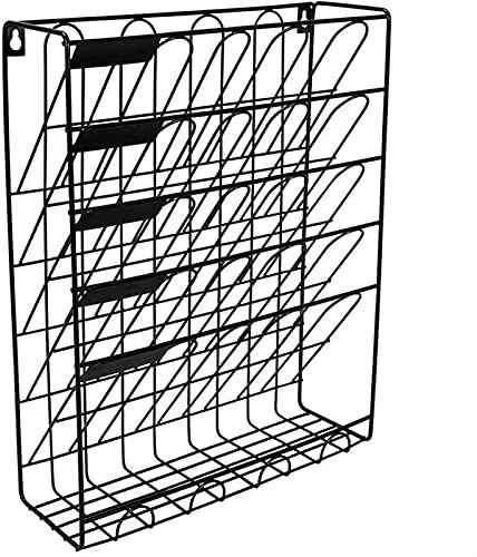 6 Tier A4 Mesh in Tray Hanging Wall Magazine Book File Storage Rack, Black