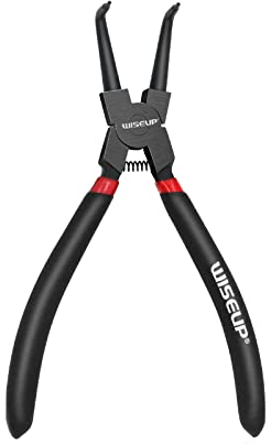 WISEUP Pinze per anelli di sicurezza, Piega le pinza esterne ad anello a scatto, anti-ossidazione e antiruggine, impugnatura ergonomica antiscivolo 170mm pinze seeger