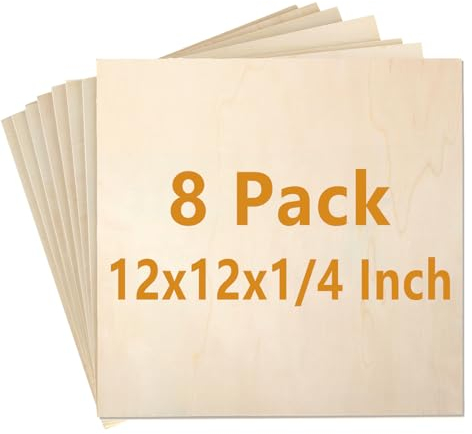8 Pack 12 x 12 x 1/4 Inch Baltic Birch Plywood 6mm Birch Wood Sheets Unfinished Wood Squares Wood Board for Painting, DIY Project, Wood Burning, Architectural Model, Laser Cutting and Engraving