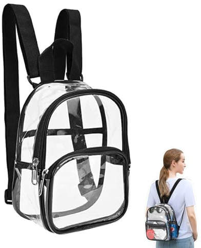 Dioche Klare Mini-Rucksäcke, Transparent Wasserdicht klaren Rucksack mit Reißverschluss, PVC Verschleißfest Rucksack für Reise Arbeit Konzert