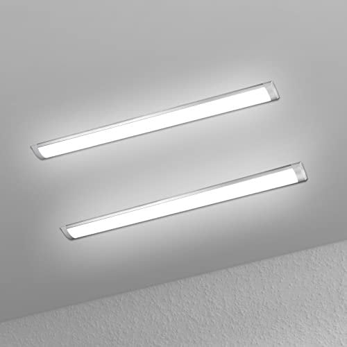 muzha 2 Packs LED Batten Lights 2FT 20W 6500k Daylight,Low Profile Wall or Ceiling Surface Mounted Fitting for Home/Workshop/Office/School Restaurant (2FT)