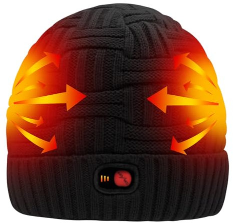 Svpro Beheizte Mütze Wiederaufladbar 7.4V 2200mAh Batterie Beheizte Mütze Männer Frauen Beheizte Beanie Mütze mit 3 Temperaturreglern,Winter Warme Mützen