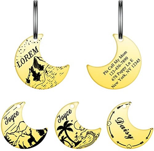 YEHANTI Hundemarke Personalisiert, Hundemarke mit Gravur, Edelstahl Hunde Anhänger Hundemarken mit Verschiedenen Mustern, Erkennungsmarken für Hund und Katze (L, Gold)