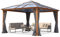 TOOLPORT Tonnelle de Jardin 4x4 m Aspect chêne, Toit env. 8mm Polycarbonate, 4 parois latérales Gris