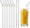 Glass Straws Reusable Drinking Straws, Set of 6 with 2 Cleaning Brushes, with Little Turtle, Shatter Resistant Straws with Design, Curved Design for Smoothies, Cocktails, and Beverages