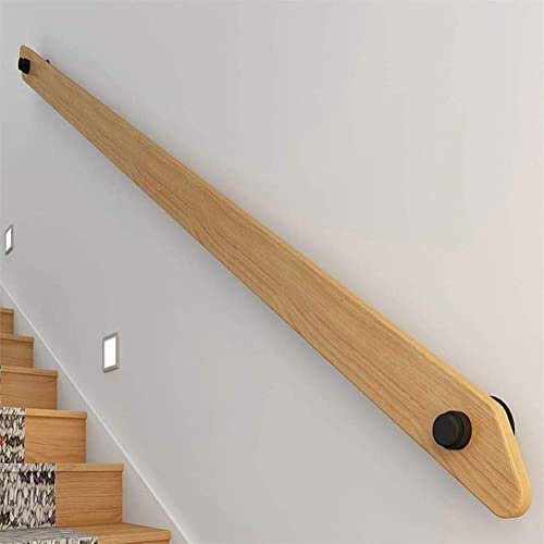 wooden stair handrail,Wood Grain Stair Handrail Complete Kit,Solid Wood Pine Anti-Slip Wall Safety Railing for Bars,Lofts,Stairs (1ft-20ft),5ft