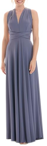 Juvell Brautjungfernkleider lang - Infinity Dress Maxi - Abendkleider elegant-festlich - Multiway-Wickelkleid - Hochzeit-Abiball-Bridesmaid - 1000 (40-44 Grau-Blau)
