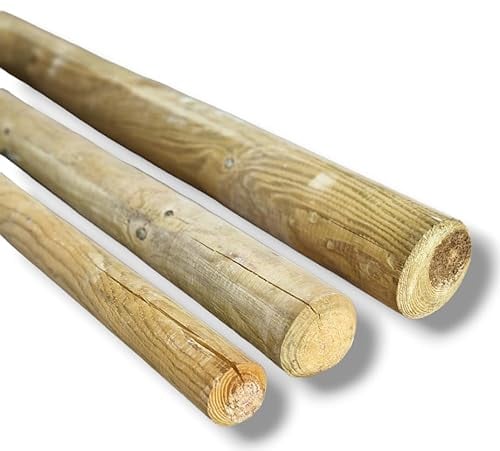 MyTimber® Zaunpfosten aus imprägniertem Holz KDI | Pfosten rund als Baumpfahl, Holzpalisade | ⌀ 6cm, 8cm 10cm (10 cm, 200 cm)