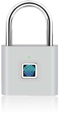 KUTYU FM-570 Cadenas de Sécurité Antivol Intelligent Biométrique étanche à empreintes digitales sans clé, Argent