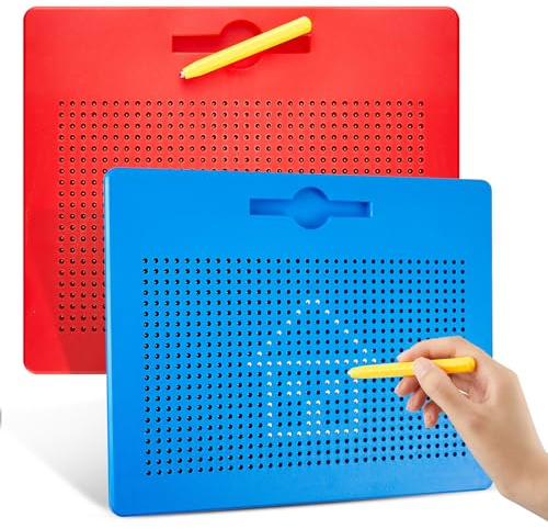 Aoriher 2 Stück Große Magnetische Zeichentafeln Maltafeln mit Kugeln aus Stahl Schreibtafeln mit Stift Magnet Zaubertafeln Magnetische Zeichenbretter für Kinder Erwachsene Reise Zuhause, 31 x 25,5 cm