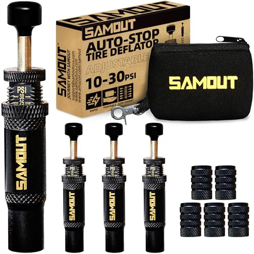 SAMOUT Adjustable Auto-Stop Tire Air Down Kit (10-30 PSI) Screw-on Tyre Deflator Tool for Offroad 4x4 Vehicle Accessories