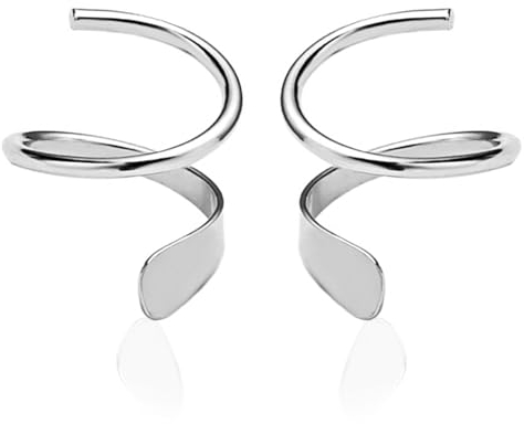 925 Silber Spirale Ohrringe 1 Paar Doppel Twist Hoop Ohrringe Mädchen Mädchen Piercing Wickel Mode Minimalistische Doppel Ohrclimber Twisted Linear Curved Hoop Für Damen