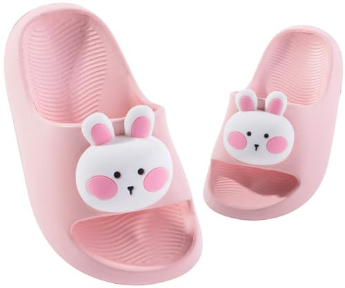 DRECAGE Ciabatte da Spiaggia e Piscina Bambine e Ragazze Pantofole da Bagno Bambini e Ragazzi Antiscivolo Scarpe da Doccia Estive Sandali Coniglietto Rosa 26-27 EU
