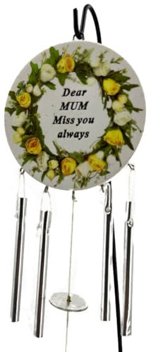 Angraves Special Mum Miss You Always Yellow Rose Memorial Wind Chime Graveside Ornament