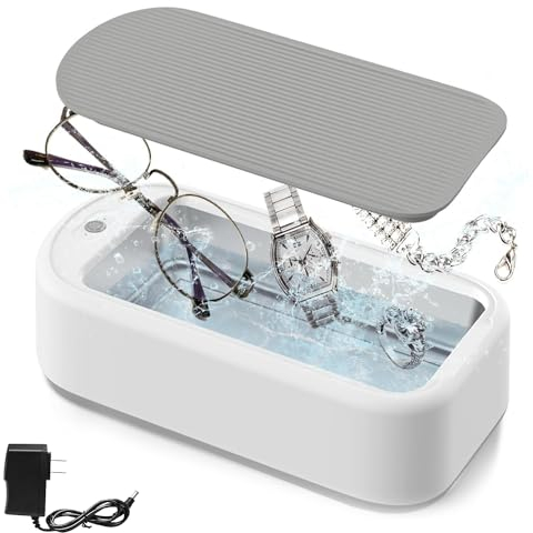 WHJC Ultraschallreinigungsgerät, 45000Hz Hochfrequenz Ultraschallschmuck Reiniger, 600ml Tragbarer Gläser Reiniger Maschine, Ultraschallreiniger für Schmuck, Brillen, Uhren, Zahnersatz