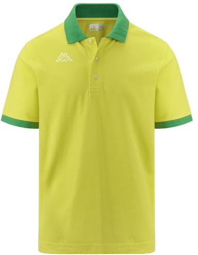 Kappa Logo Life, Polo in Piquet di Cotone a Maniche Corte da Uomo (IT, Testo, S, Regular, Regular, Green Lime/Green Fern)