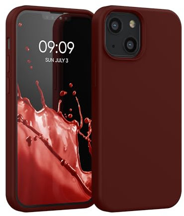 kwmobile Carcasa Compatible con Apple iPhone 13 Mini Funda - Case TPU y Silicona antigolpes - Apto Carga inalámbrica - Rojo Vino