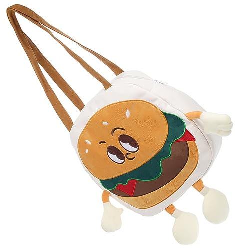 FUNOMOCYA Canvas Umhängetasche Damen Hamburger Puppe Mehrzweck Tragetasche Große Kapazität Einkaufstasche Handtasche Für Schule Büro Reisen Strand Einkaufen