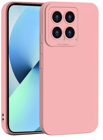 SEAHAI Cover per Xiaomi 14, Ultra Sottile Morbida Silicone Gel Custodia con Design di Protezione Fotocamera Addensato, Elegante Antiurto TPU Bumper Case - Rosa