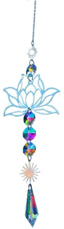 Lotusblüten-Sonnenfänger, Kristallglas-Anhänger,Kristallanhänger Sonnenfänger | Regenbogenmacher mit Sonne und Lotusblume aus Metall für, Autos, Büros