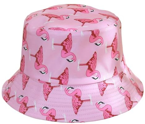 LuLiyLdJ Unisexe Chapeau de Seau Coton Chapeau de Pêche Chapeau De Soleil, Flamant, 1 pièce