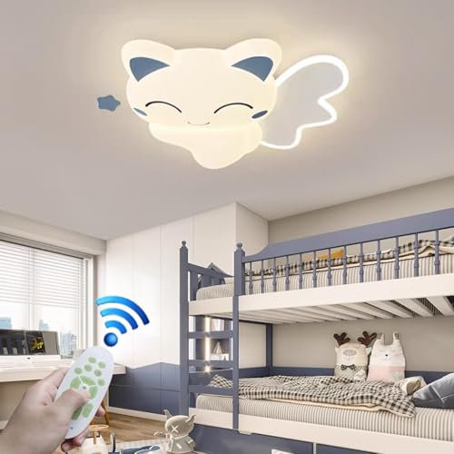Stesulfr Deckenlampe Restaurant Dimmbar Cartoon Magische Katzenform LED Mit Fernbedienung 3000K-6000k Niedliches Design Deckenleuchte Geeignet Für Schlafzimmer Kinderzimmer Wohnzimmerbeleuchtung(Blue)