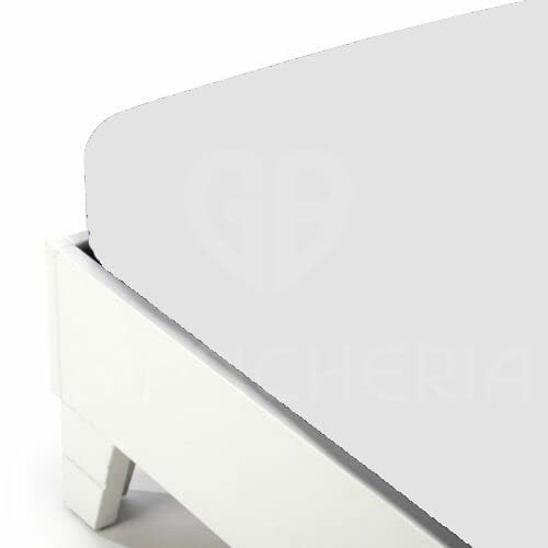 Lenzuolo con angoli letto matrimoniale 180x200 in Cotone 120g/mq - Lenzuola letto matrimoniale con angoli - Lenzuolo Sotto con angoli matrimoniale maxi Made in Italy (Bianco)