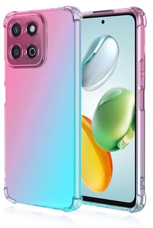Topme Custodia per Telefono per HONOR 200 Smart (6.8 Inches), Cover per Cellulare con Gradiente di Colore Trasparente in Morbido Silicone TPU - Rosa Verde