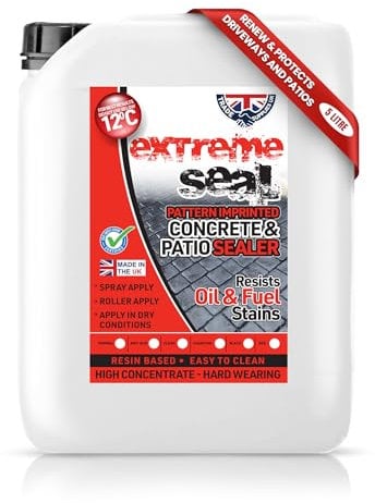 Trade Supplies UK - Extreme Seal Pattern Imprinted Concrete & Patio, Paint & Sealer - Acyrlic for Strength. Resists Fuel and Oil Stains (Clear Top Coat, 5 Litre)