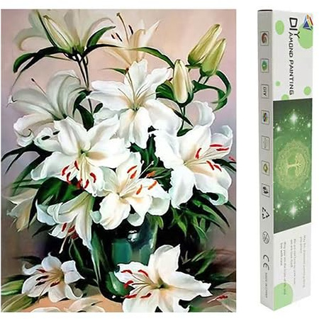 DCIDBEI Peinture Diamant Simple Lis 40x50cm - Peinture par Numéros - Fleur Lily Crafts - Pureté et Unité du Coeur Amour - Broderie Diamant Kit