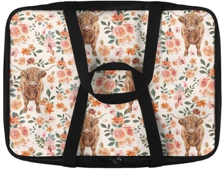 NETILGEN Insulated Casserole Carriers for Hot or Cold Food Floral Highland Cow Print Casserole Dish Carrier Food Carry Bag for Picnics Cockouts Potluck Parties