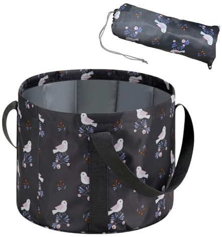 Baignoire portable et pliable pour les pieds - 25 L - Seau multifonction léger pour voyage, camping et utilisation à la maison - Design respectueux de l'environnement et imperméable (noir)