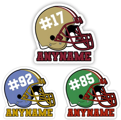 Custom Football Helmet Name and Number American Football Sport Sticker Vinyl Waterproof Decal for Kindle Laptops Tumblers Scrapbooks Gifts Helmet Decal Waterproof Vinyl for Water Bottle Laptop