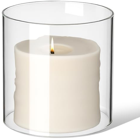 VICASKY Glaszylinder für Kerzen Offene Glashülse 10 X 10cm Winddichtes Design Hohe Lichtdurchlässigkeit Vielseitig für Hochzeiten und Inneneinrichtung