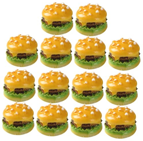 UPKOCH Lot de 50 Mini Hamburgers Artificiels Décorations De Fête Mini-Aliments Décoration De Table Faux Fast-Food Petit Hamburger Jeu De Simulation Nourriture Jaune