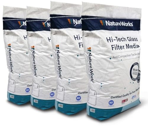 Nature Works Hi-Tech Filterglas 0,6-1,2 mm - 80 Kg Premium Filtermedium für Pool Teich und Trinkwasser - 99,64% Filtrationsleistung - Anti-Compaction Technology®