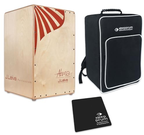 J.Leiva Alma Red Cajon + keepdrum Tasche und Sitz-Pad