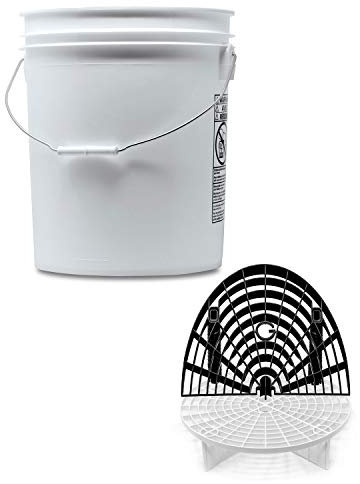 Detailmate professionelles Wasch Eimer Set: Magic Bucket Wascheimer 5 GAL (ca. 20 Liter), GritGuard Schmutz Einsatz weiß, GritGuard Washboard schwarz