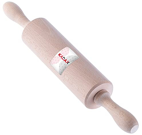 KADAX Rodillo de Amasar ajustable para Repostería, 38 cm de Largo, Rodillo con asas para amasado, Rodillo de Madera, robusto Rodillo de Cocina