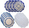 Lot de 12 assiettes en carton de 18 cm en porcelaine bleue et blanche de style (4 assiettes en carton de 18 cm avec pétales de fleurs, 4 assiettes en porcelaine bleue et blanche mélangées)