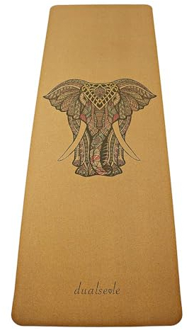 dualseele® Eco Yogamatte rutschfest aus Kork und Naturkautschuk mit Tragegurt (Elephant)