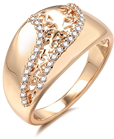 Luxus 585 Rose Gold Ethnische Braut Ehering Natürlicher Zirkon Weben Gemusterter Königin Crown Ring für Frauen Vintage Schmuck