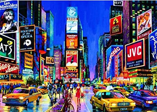 Kit Peinture Diamant par Numéro DIY 5D Times Square, New York 20x30cm Broderie diamant Cristal Strass Diamond Painting Point de Croix Toile Arts Craft Pour Maison Salon Chambre Décoration Murale
