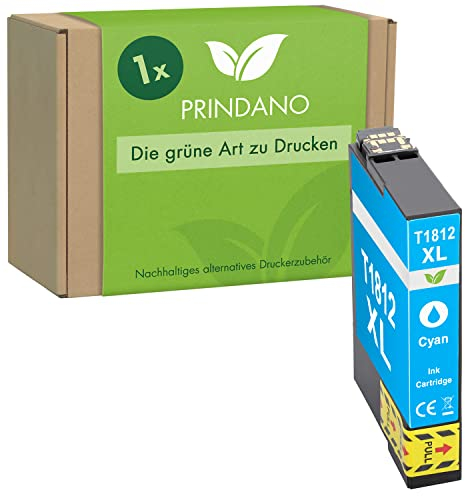 Prindano 1 Patrone kompatibel mit Epson T1812 18XL Cyan | Für Expression Home XP-30 33 102 202 205 212 215 225 302 305 312 313 315 322 325 402 405 412 413 415 420 422 425 XP-405 WH