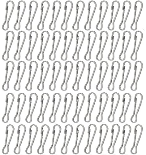 Fahnenmast-Clip-Haken,60 Stück Fahnenmast-Karabinerhaken 50 mm Karabinerhaken Metall-Lanyard-Haken, Fahnenmast-Clip Edelstahl-Flaggen-Karabinerhaken Fahne, zum Befestigen von Fahnen