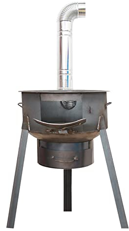 YYUINU Estufa portátil de carbón/leña, estufa multifunción de hierro fundido, estufa de camping portátil para interiores y exteriores, 63 cm