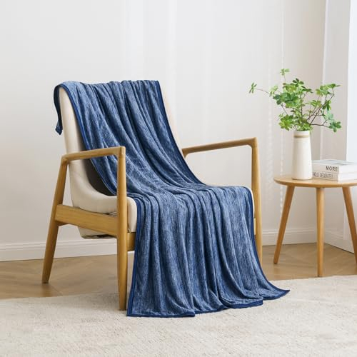 MIULEE Kühldecke Sommerdecke 125x150cm Erwachsene und Kinder 2 in 1 Selbstkühlende Decken mit Arc-Chill Q-MAX>0.4 Kühlfasern Wohndecke Sofadecke Blau